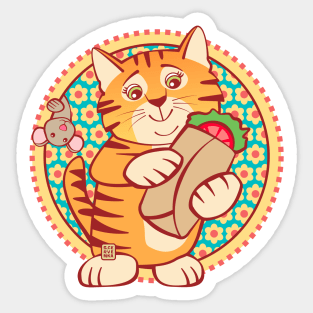 Burrito Cat and Mouse Sticker